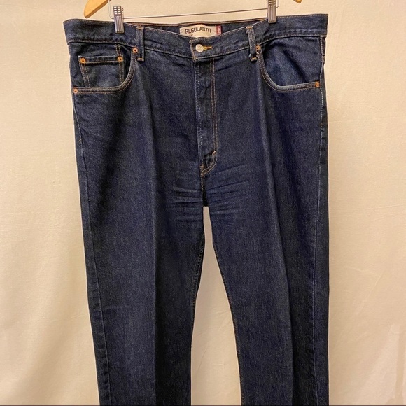 Levis 505 42x32 Regular Fit Dark Wash Jeans Straight Leg 100% Cotton Nice Cond! - Picture 4 of 11